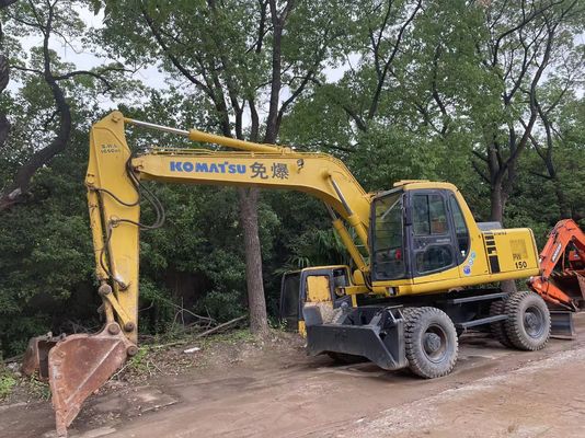 Compact Japon Excavatrice utilisée Komatsu PC150W-6 Excavatrice à roues utilisées