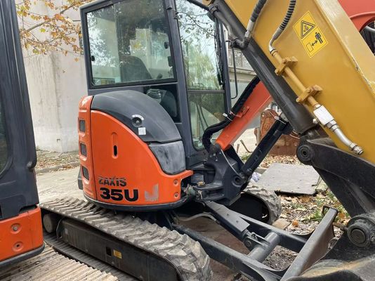 Original Japon Mini Excavator Hitachi ZX35U-5N Usé En excellent état / Mini Excavator japonais Usé Avec bras d'oscillation et moteur EPA